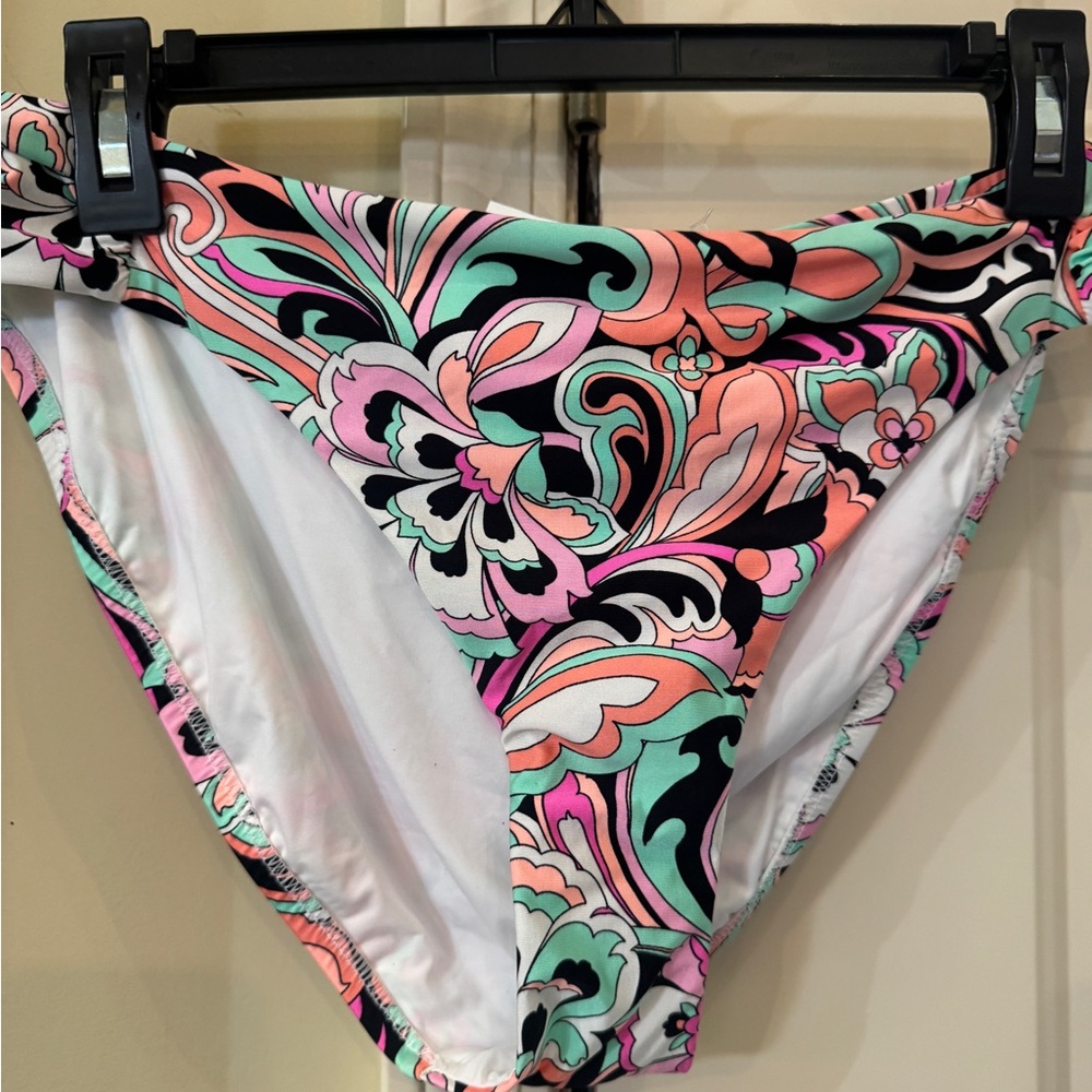 Sunshine 79 Women's Floral Swirl Bikini Bottom - Pink &‎ Mint NWT (14)